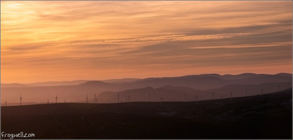 Braes of Doune windfarm seen from above the Langside