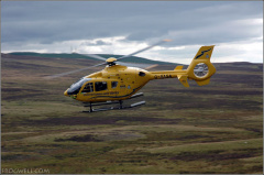 Scottish air ambulance removes a biker from the A924 above Pitlochry
