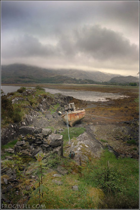 Dilapidated boat on the shore of Loch Ailort