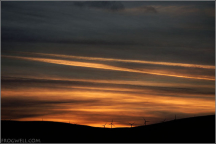 Sunset over the Braes of Doune windfarm.