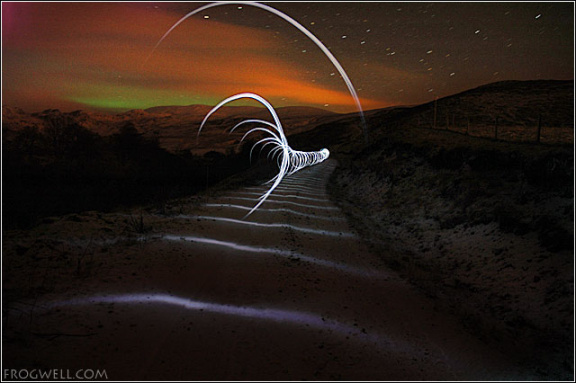 Northern Lights and torch trails.