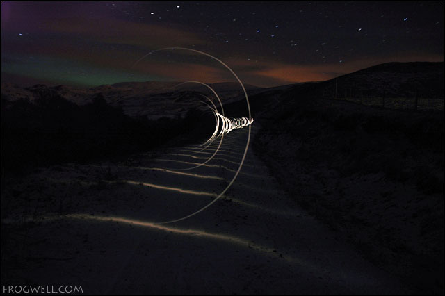 Northern Lights and torch trails.